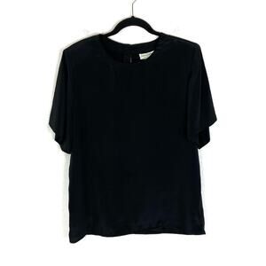 Vintage Sara Stephen Round Neck Short Sleeve Blouse XL Black
